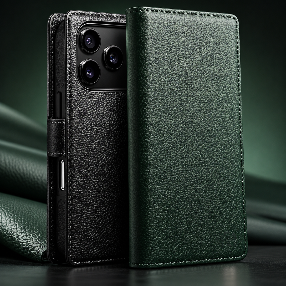 Premium iPhone Case Handmade Genuine Leather Wallet Flip Cover with Card Slots Ultra Slim Shockproof Design Horizontal Stand Function
