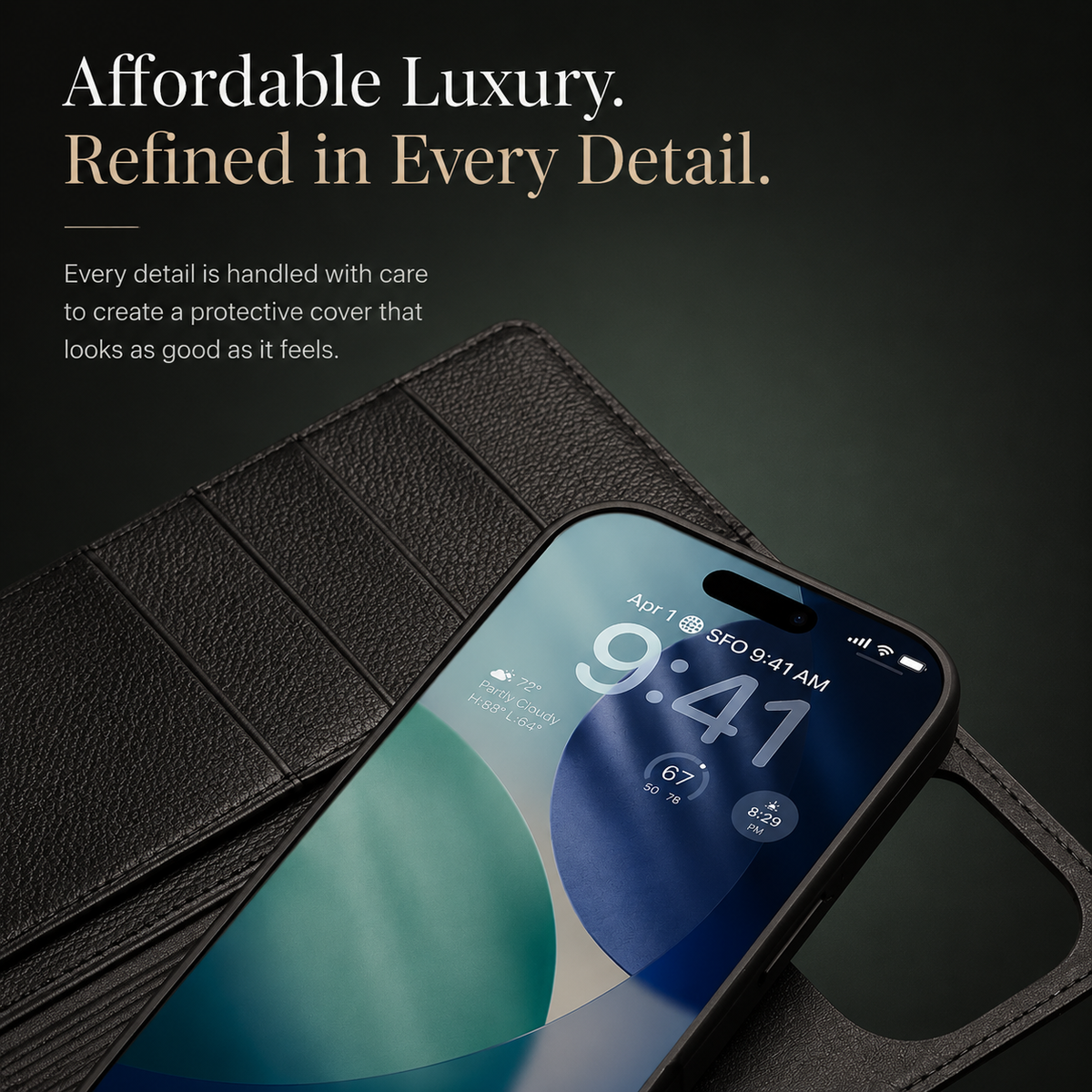 Premium iPhone Case Handmade Genuine Leather Wallet Flip Cover with Card Slots Ultra Slim Shockproof Design Horizontal Stand Function