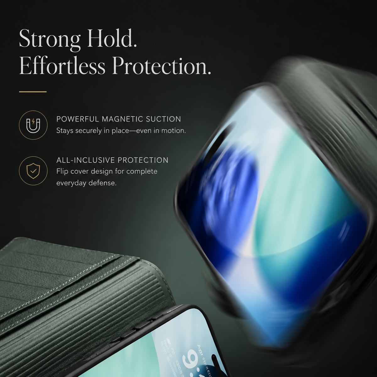 Premium iPhone Case Handmade Genuine Leather Wallet Flip Cover with Card Slots Ultra Slim Shockproof Design Horizontal Stand Function