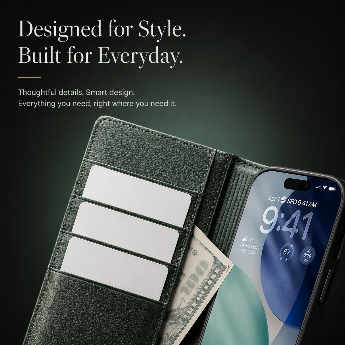 Premium iPhone Case Handmade Genuine Leather Wallet Flip Cover with Card Slots Ultra Slim Shockproof Design Horizontal Stand Function