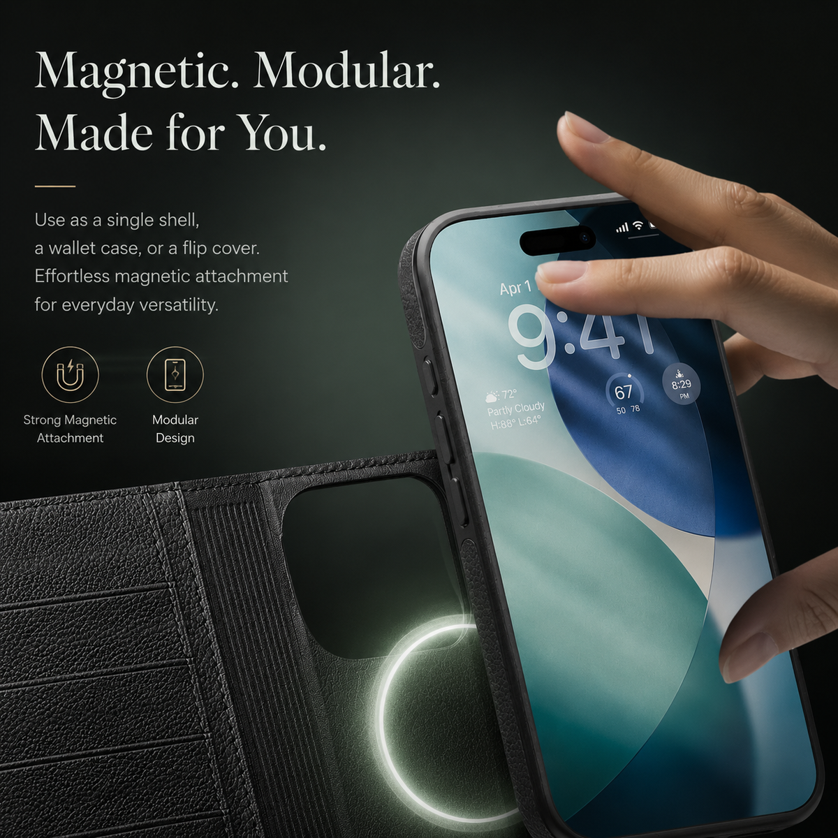 Premium iPhone Case Handmade Genuine Leather Wallet Flip Cover with Card Slots Ultra Slim Shockproof Design Horizontal Stand Function