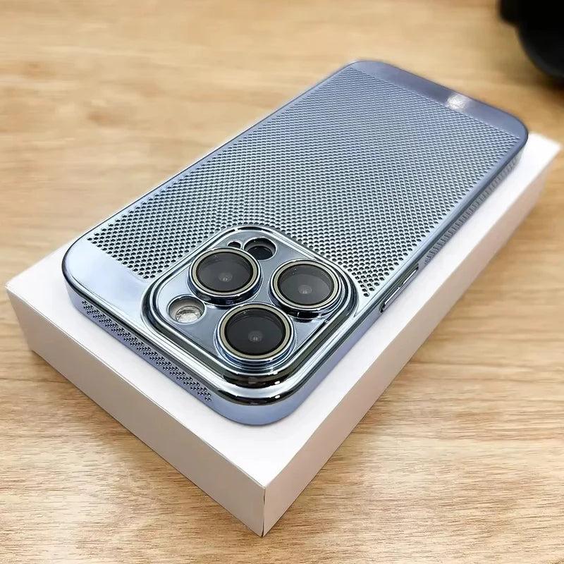 Premium iPhone Case Heat Dissipation Electroplated Hollow PC Cooling Cover Anti Fingerprint Anti Scratch Lightweight Non Slip Half Wrapped Protective Case