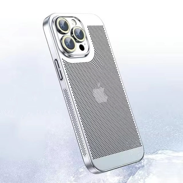 Premium iPhone Case Heat Dissipation Electroplated Hollow PC Cooling Cover Anti Fingerprint Anti Scratch Lightweight Non Slip Half Wrapped Protective Case
