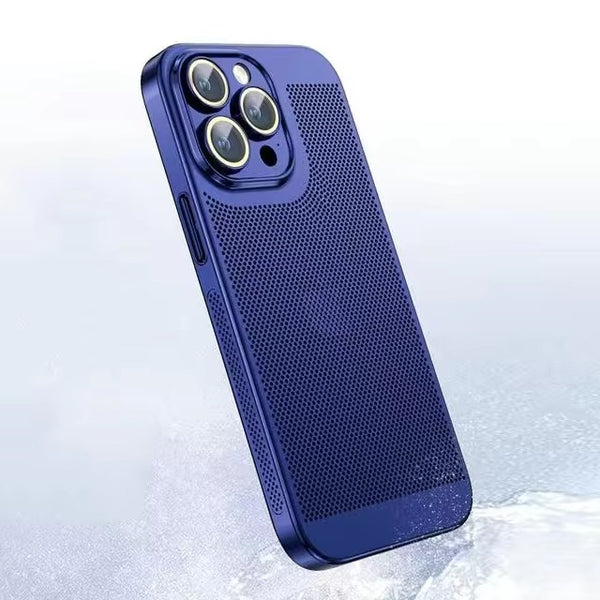 Premium iPhone Case Heat Dissipation Electroplated Hollow PC Cooling Cover Anti Fingerprint Anti Scratch Lightweight Non Slip Half Wrapped Protective Case