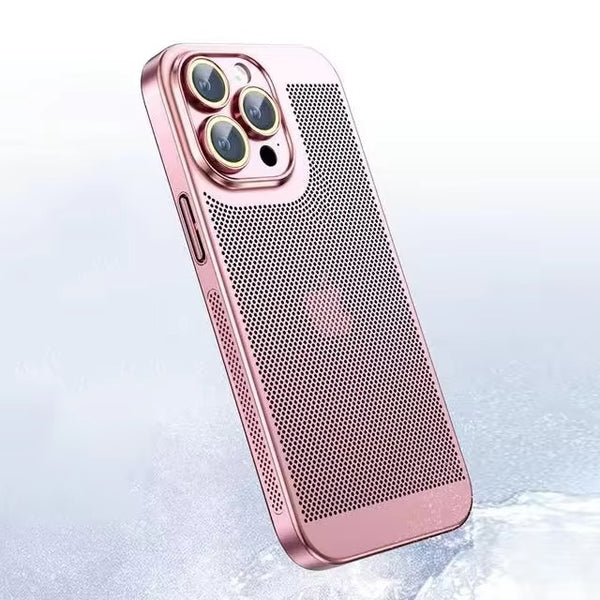 Premium iPhone Case Heat Dissipation Electroplated Hollow PC Cooling Cover Anti Fingerprint Anti Scratch Lightweight Non Slip Half Wrapped Protective Case