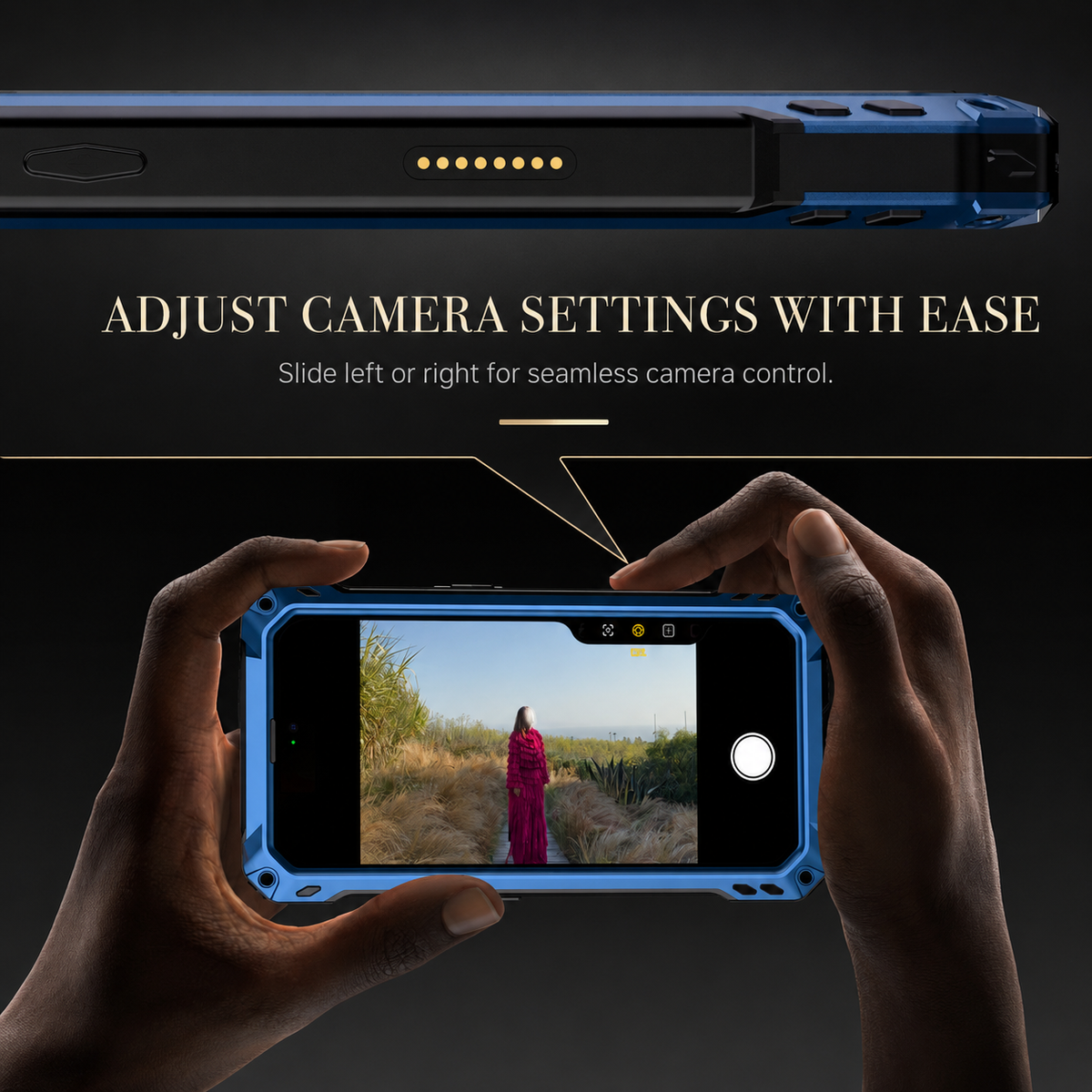 Premium iPhone Case Heavy Duty Metal MagSafe Cover Military Grade Shockproof Aluminum Bumper Camera Guard Kickstand Protective Case