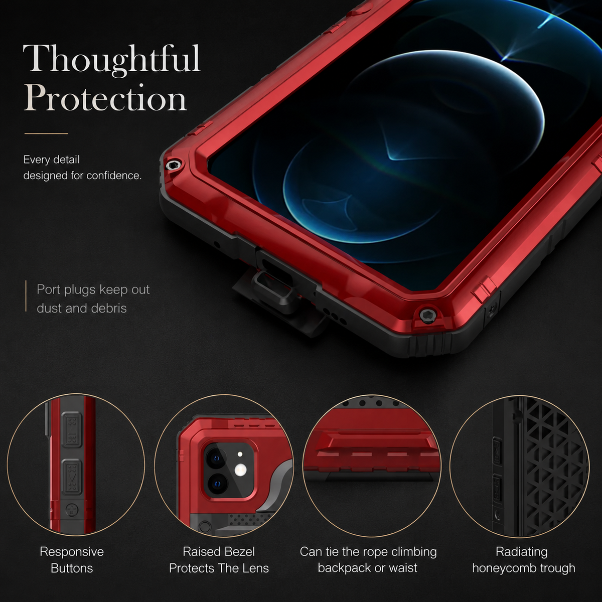 Premium iPhone Case IP68 Waterproof Aluminum Armor Cover MagSafe Compatible Shockproof Full Body Protection