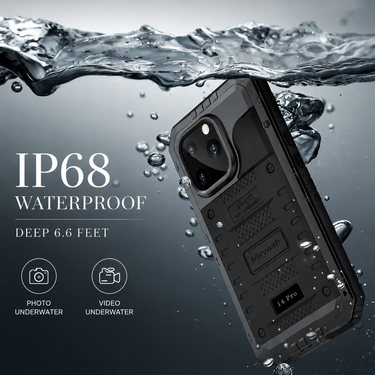 Premium iPhone Case IP68 Waterproof Aluminum Armor Cover MagSafe Compatible Shockproof Full Body Protection