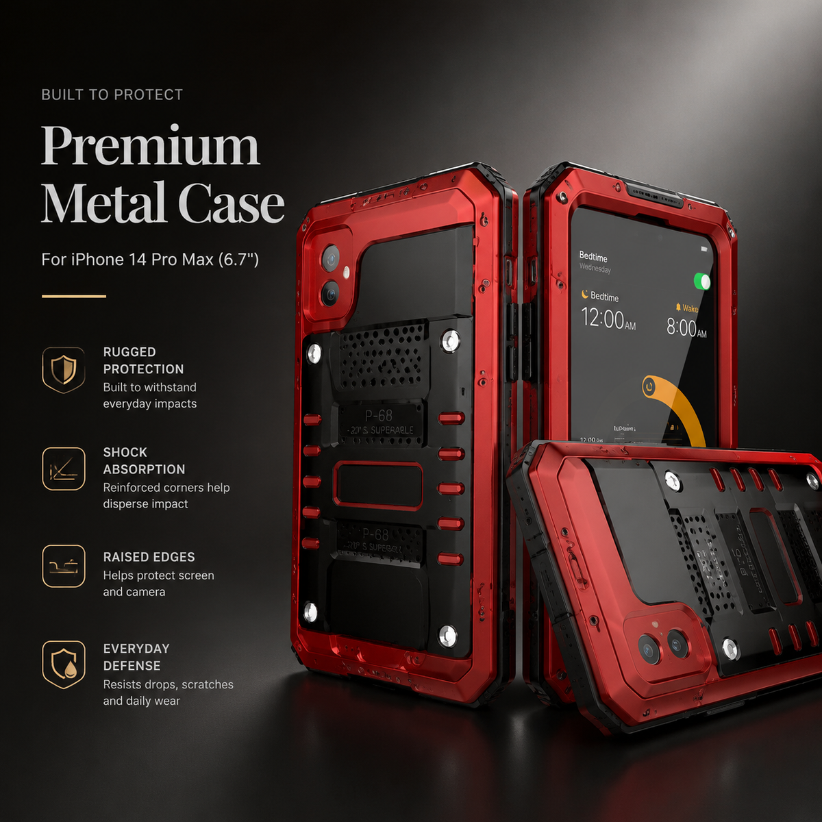 Premium iPhone Case IP68 Waterproof Aluminum Armor Cover MagSafe Compatible Shockproof Full Body Protection