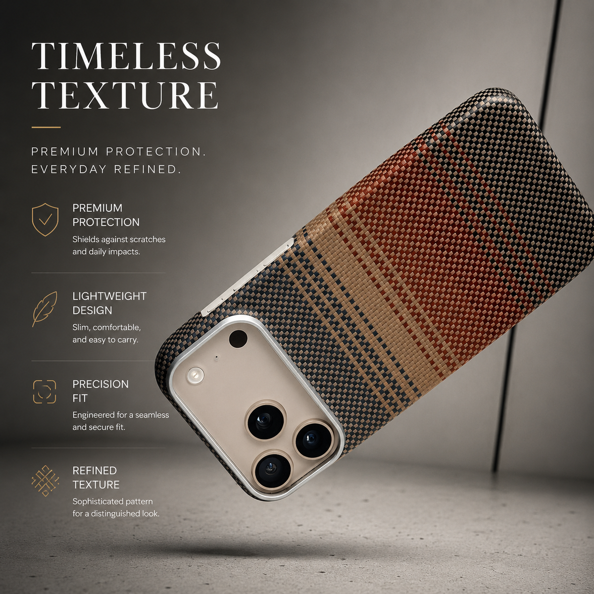 Premium iPhone Case Kevlar Aramid Carbon Fiber MagSafe Compatible Ultra Thin Full Coverage Protective Cover
