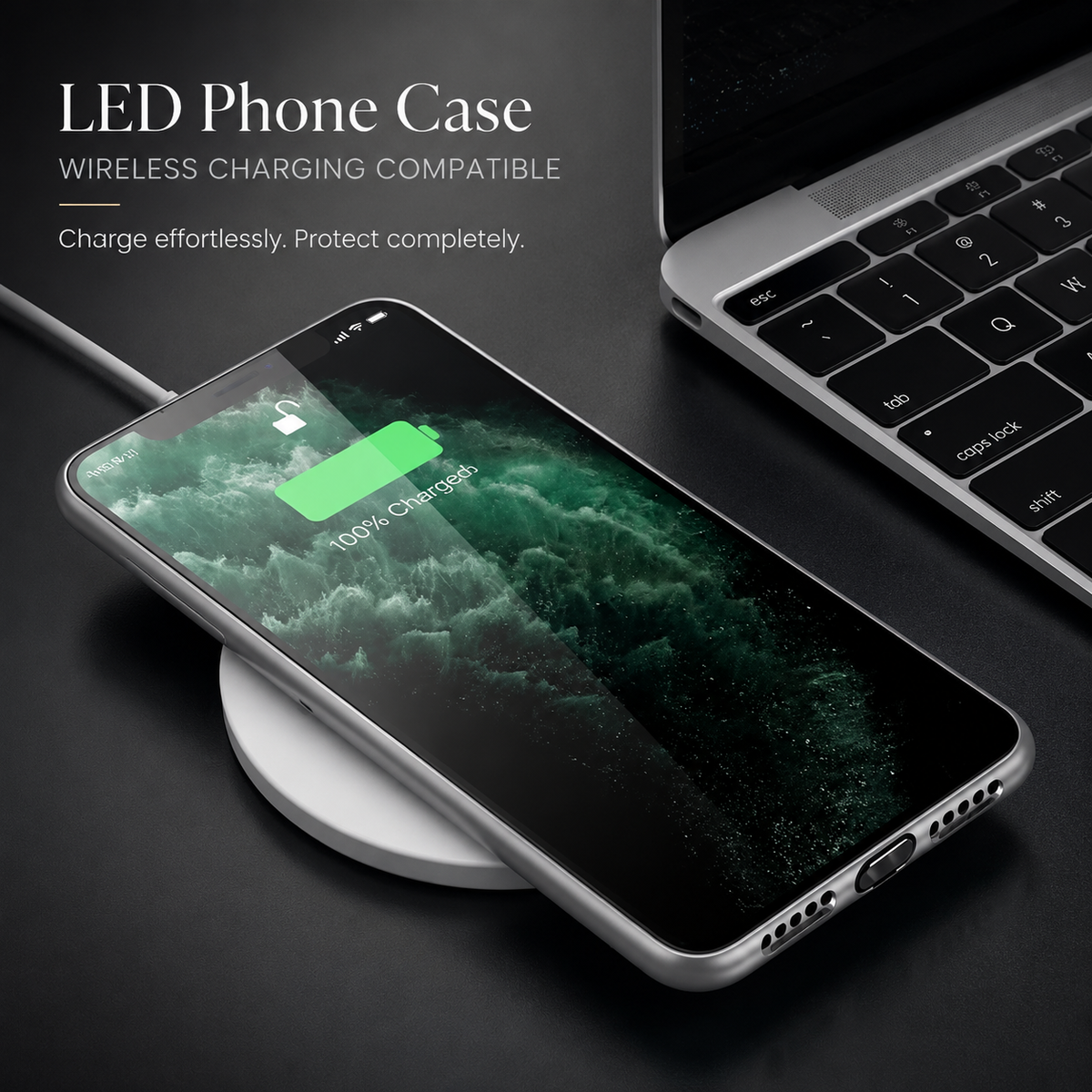 Premium iPhone Case LED Luminous Golden Dragon Cover Sound Reactive Tempered Glass Shockproof Protection