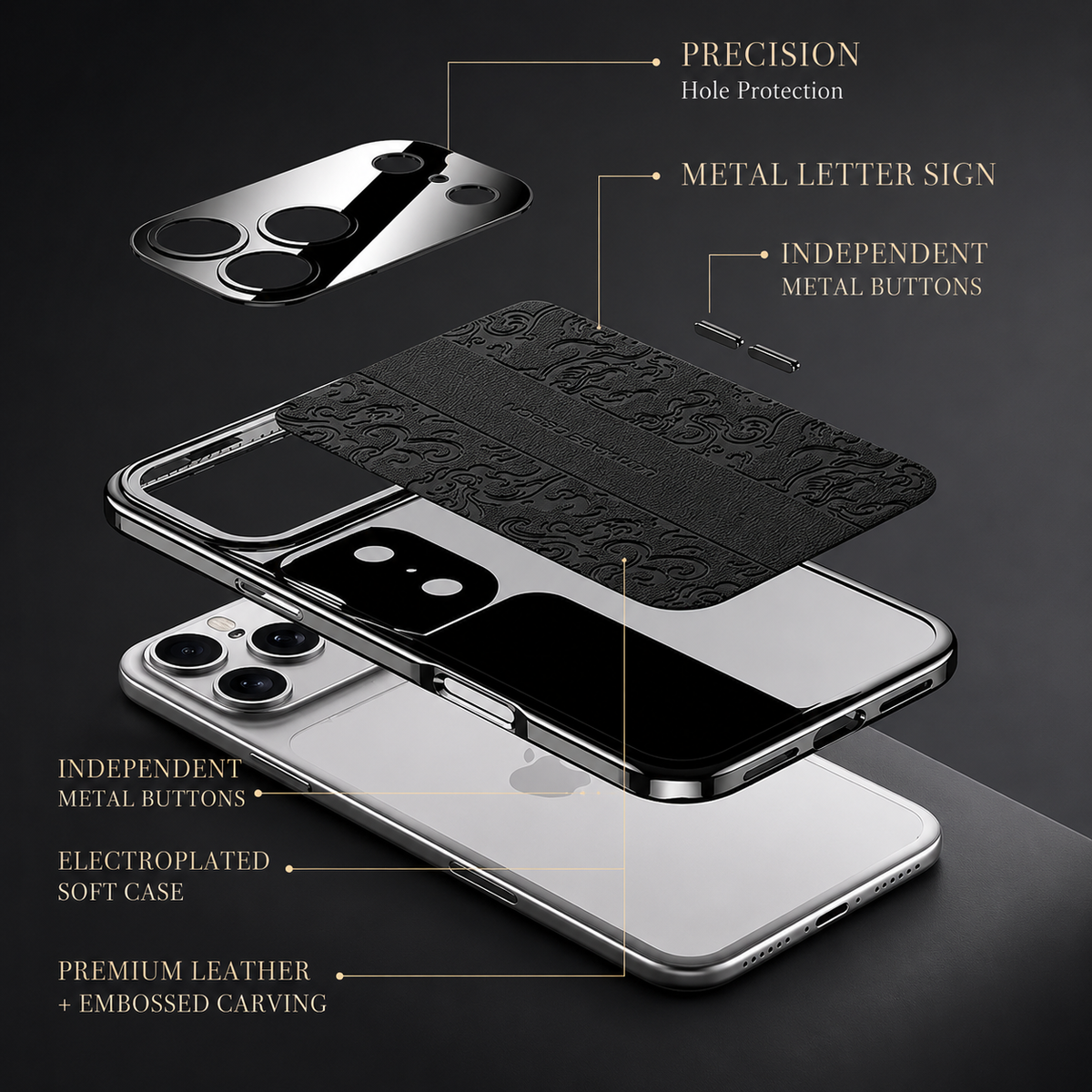 Premium iPhone Case Leather Electroplated TPU Cover MagSafe Compatible Shockproof Anti Scratch Luxury Protective Case