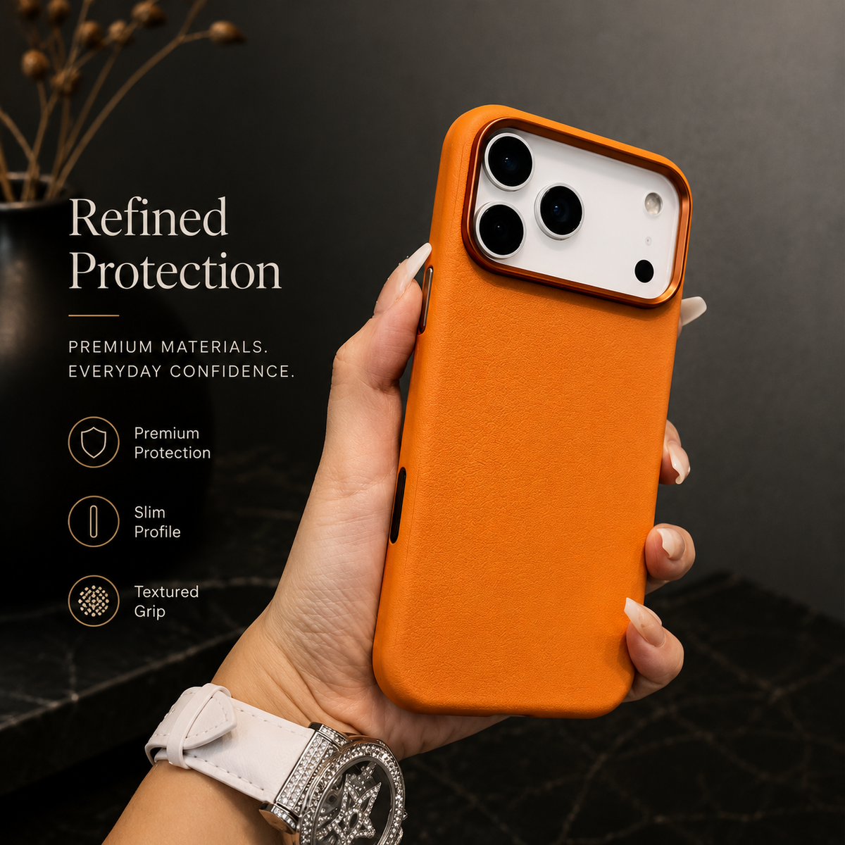 Premium iPhone Case Leather Magnetic Cover MagSafe Charging Full Protection Anti Fingerprint Protective Design
