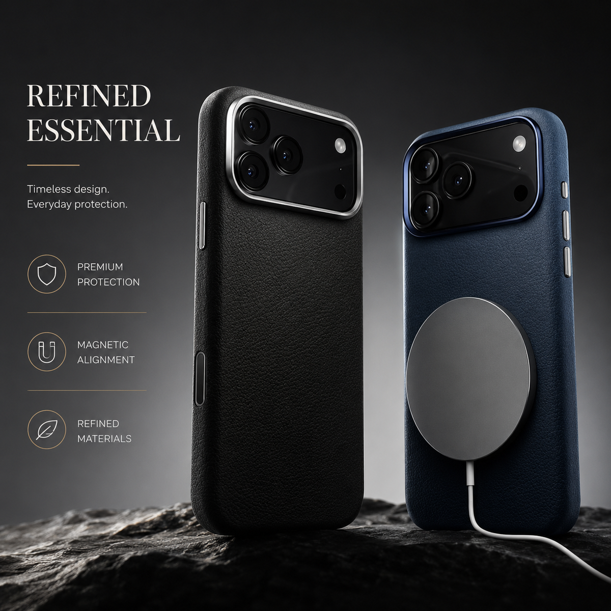 Premium iPhone Case Leather Magnetic Cover MagSafe Charging Full Protection Anti Fingerprint Protective Design