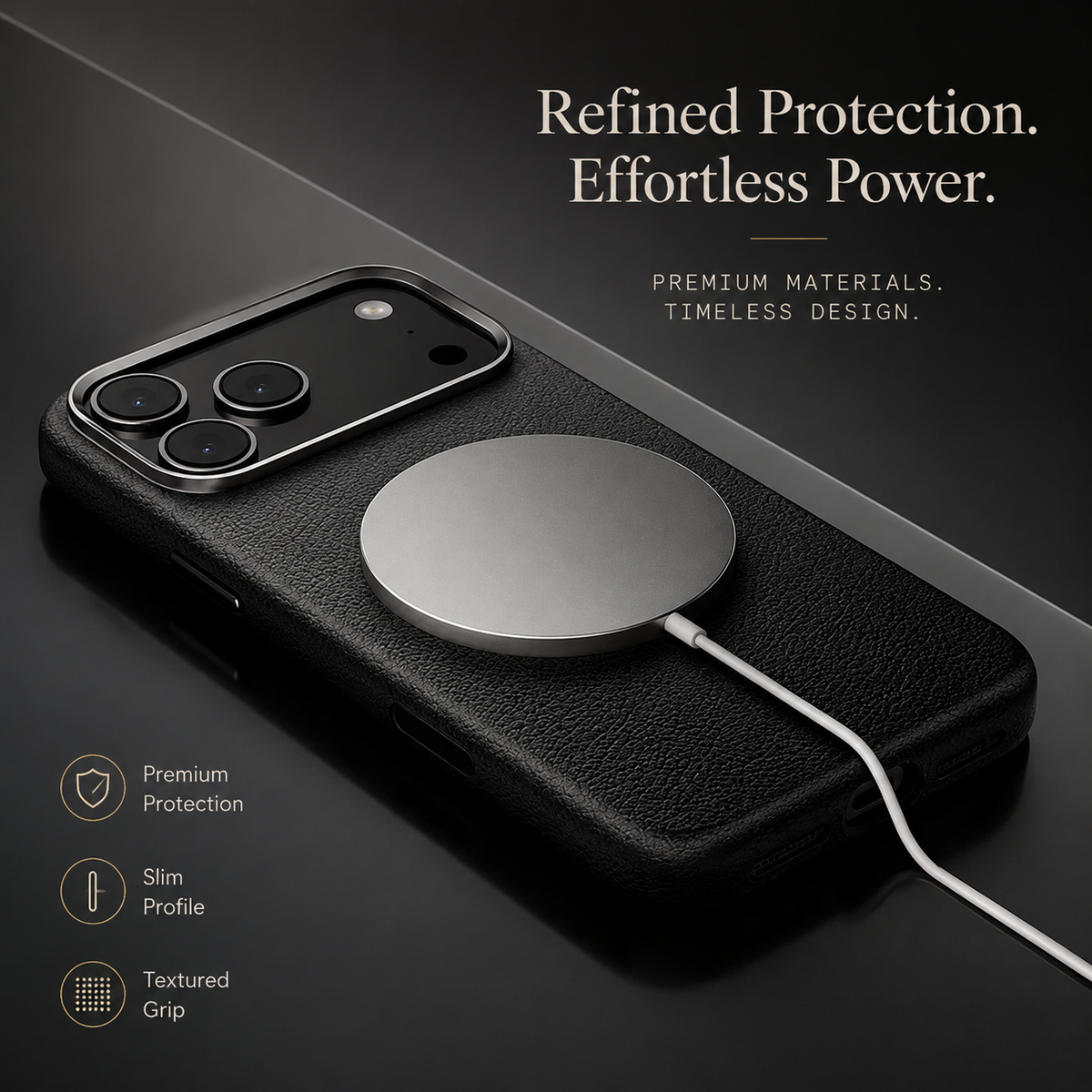 Premium iPhone Case Leather Magnetic Cover MagSafe Charging Full Protection Anti Fingerprint Protective Design
