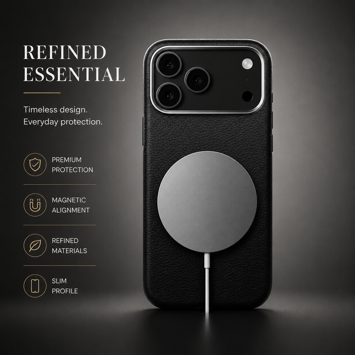 Premium iPhone Case Leather Magnetic Cover MagSafe Charging Full Protection Anti Fingerprint Protective Design