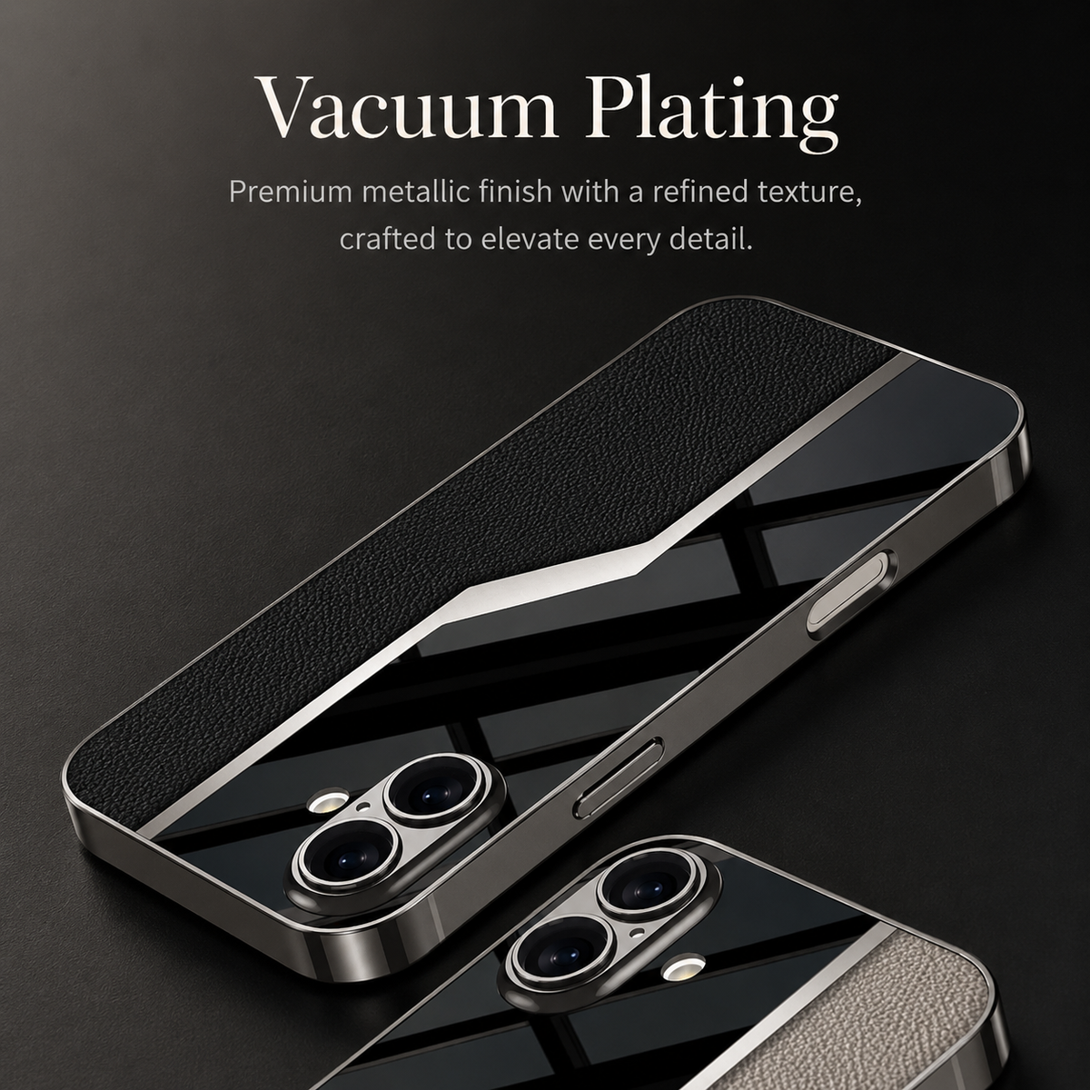 Premium iPhone Case Leather Plating Cover Soft TPU Shockproof Anti Scratch Camera Lens Protection Case