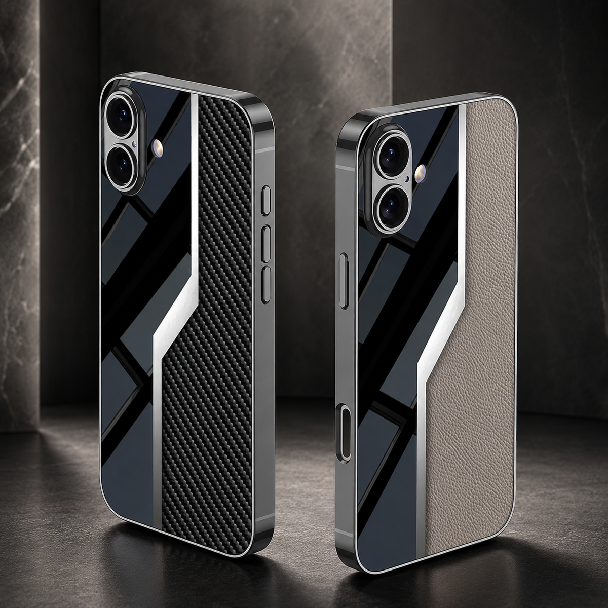 Premium iPhone Case Leather Plating Cover Soft TPU Shockproof Anti Scratch Camera Lens Protection Case