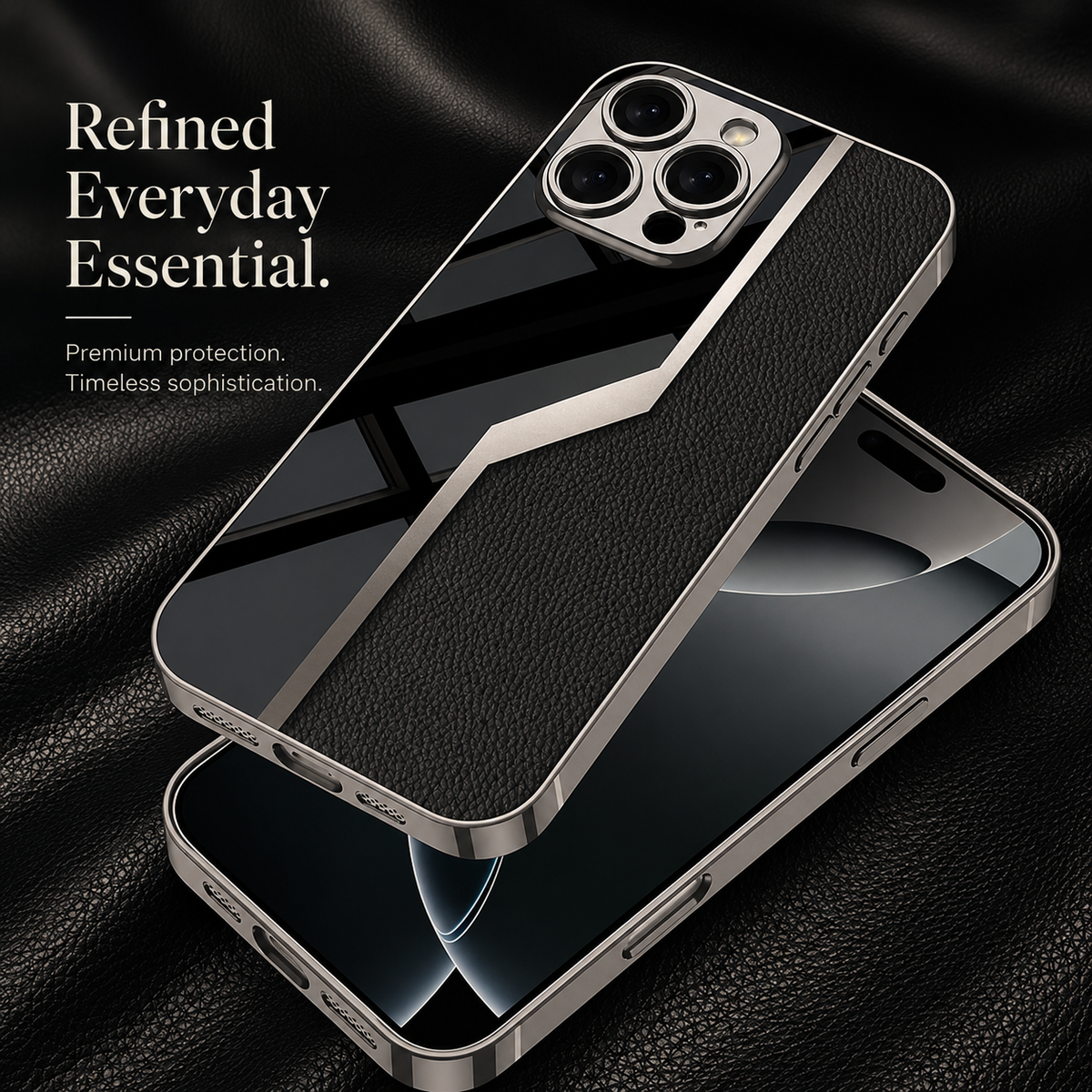 Premium iPhone Case Leather Plating Cover Soft TPU Shockproof Anti Scratch Camera Lens Protection Case