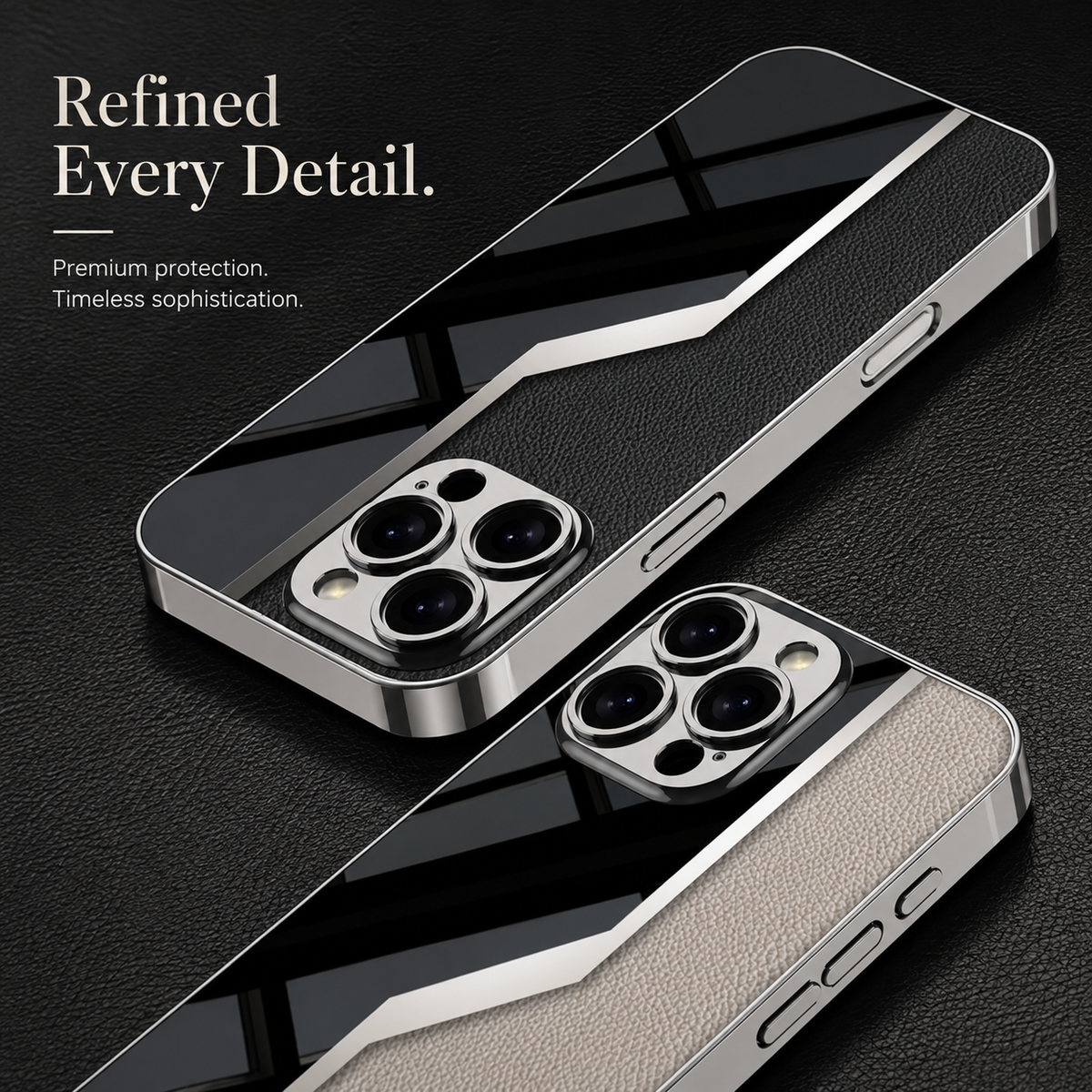 Premium iPhone Case Leather Plating Cover Soft TPU Shockproof Anti Scratch Camera Lens Protection Case