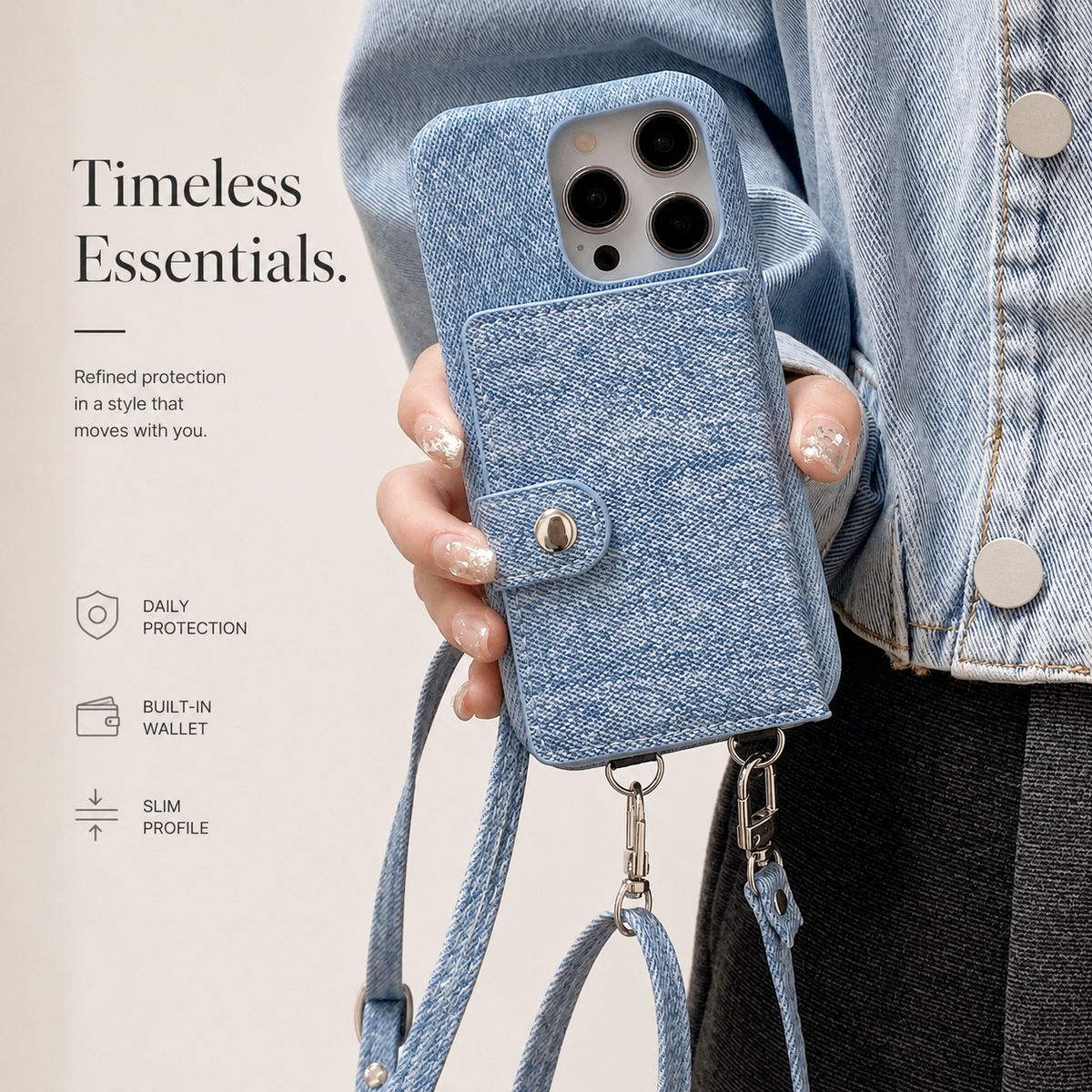 Premium iPhone Case Leather Wallet Crossbody Flip Cover PU Leather Card Pocket Shockproof Full Protection