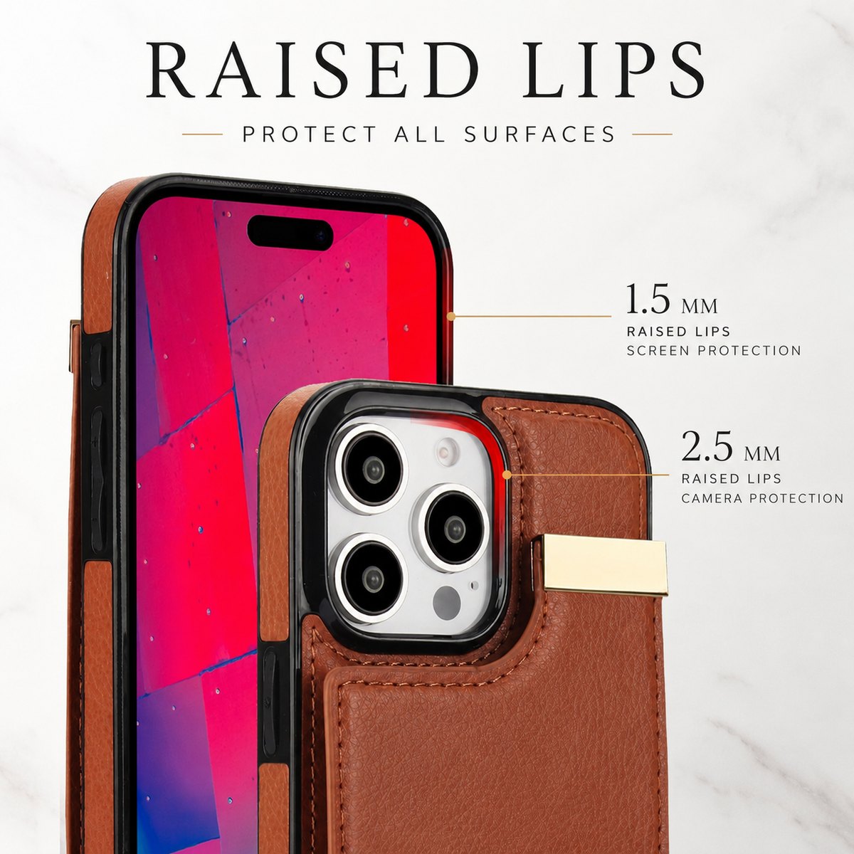 Premium iPhone Case Leather Wallet Flip Cover Card Holder Secure Pocket Shockproof Full Protection