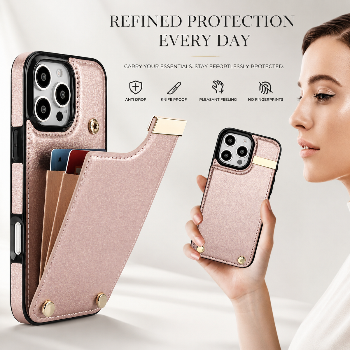 Premium iPhone Case Leather Wallet Flip Cover Card Holder Secure Pocket Shockproof Full Protection