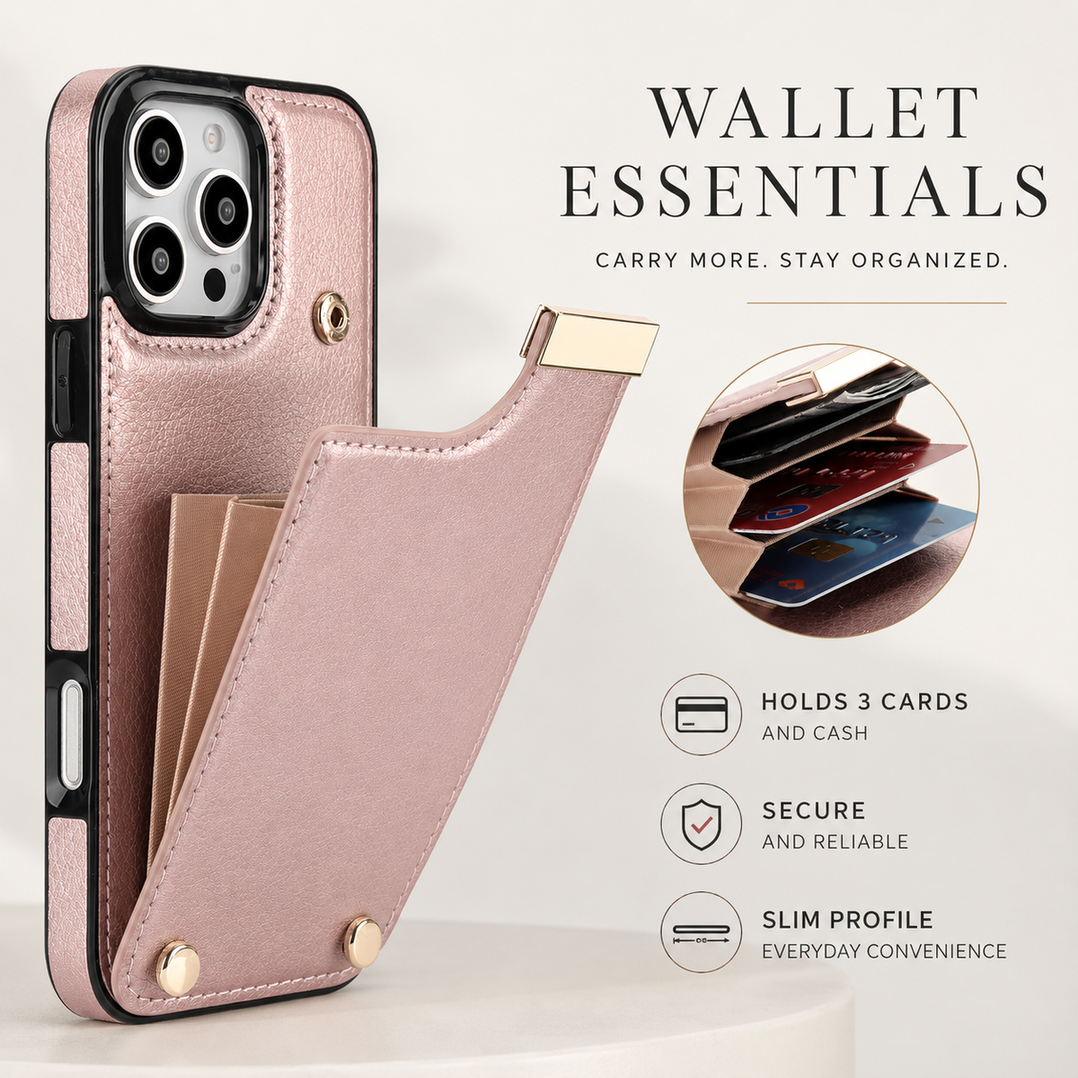 Premium iPhone Case Leather Wallet Flip Cover Card Holder Secure Pocket Shockproof Full Protection