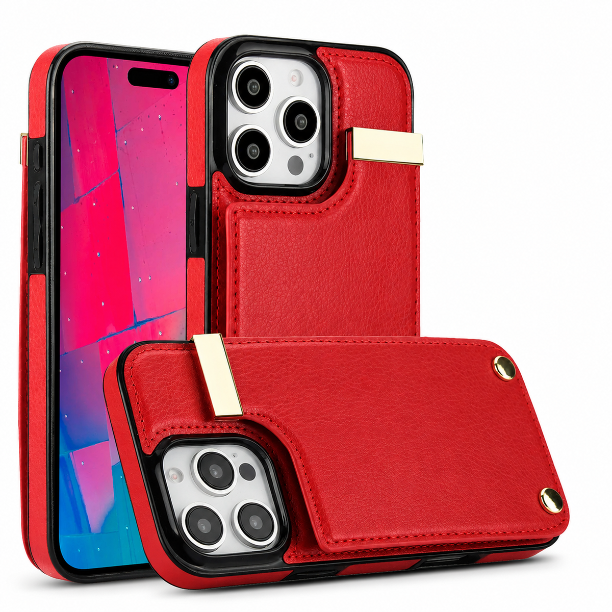 Premium iPhone Case Leather Wallet Flip Cover Card Holder Secure Pocket Shockproof Full Protection