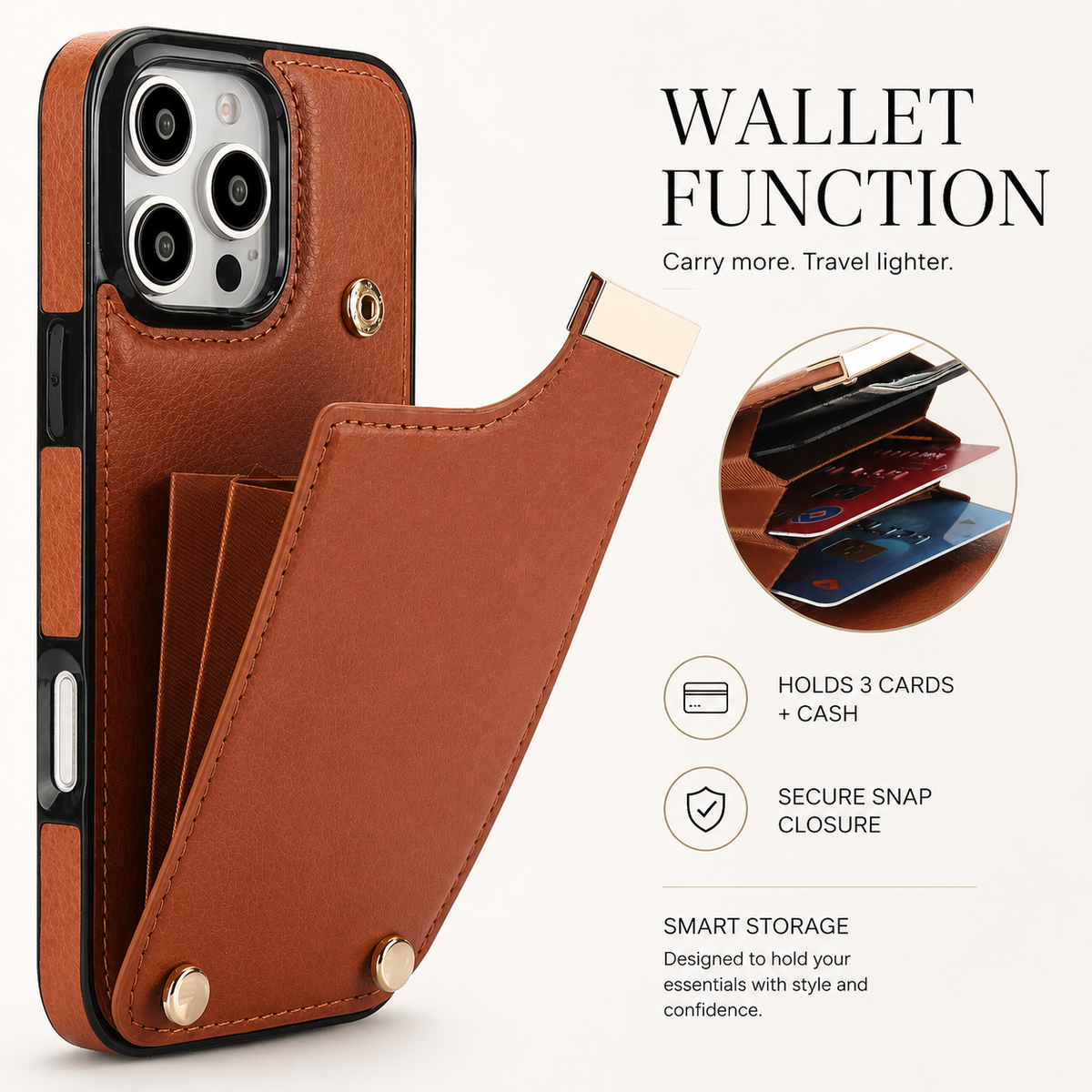 Premium iPhone Case Leather Wallet Flip Cover Card Holder Secure Pocket Shockproof Full Protection