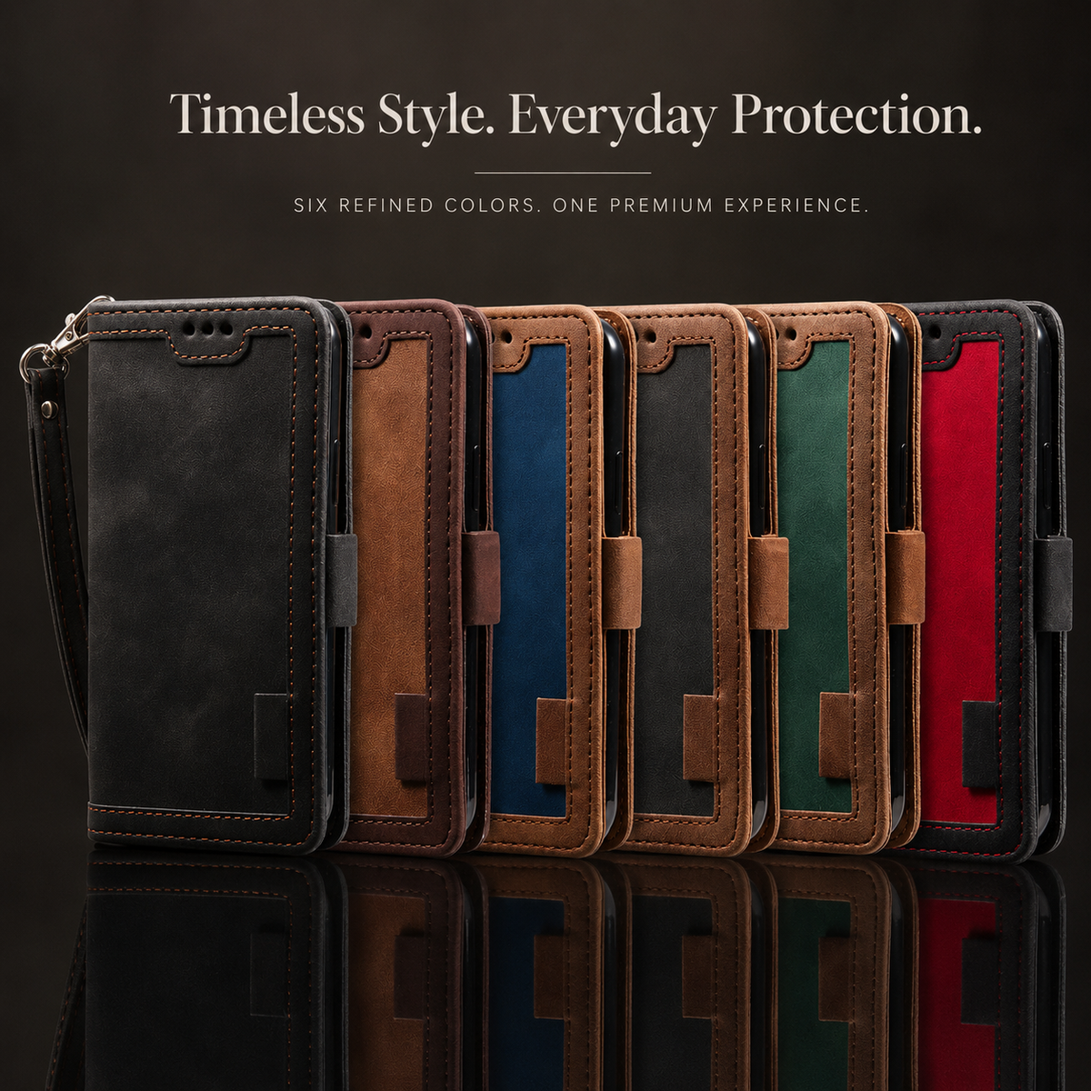 Premium iPhone Case Leather Wallet Flip Cover Card Slots Magnetic Closure Full Body Protection