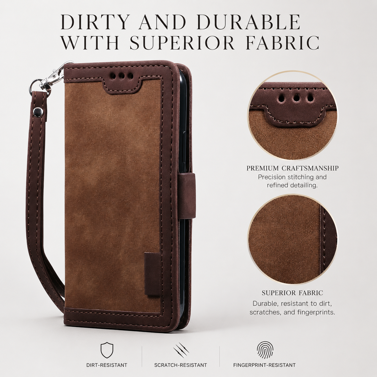Premium iPhone Case Leather Wallet Flip Cover Card Slots Magnetic Closure Full Body Protection