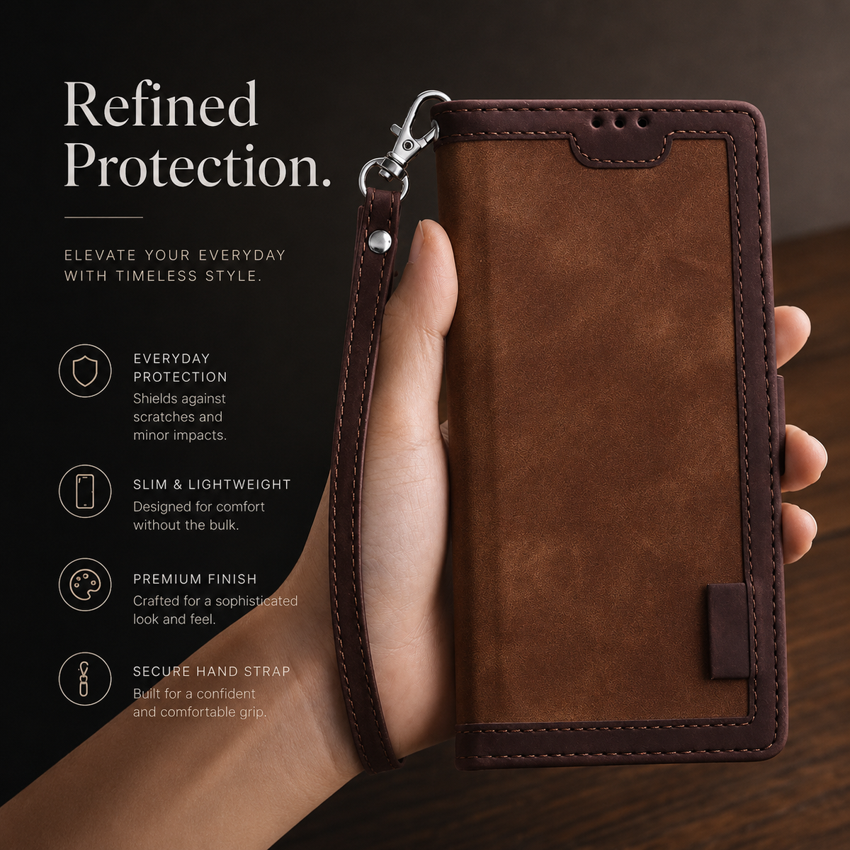 Premium iPhone Case Leather Wallet Flip Cover Card Slots Magnetic Closure Full Body Protection