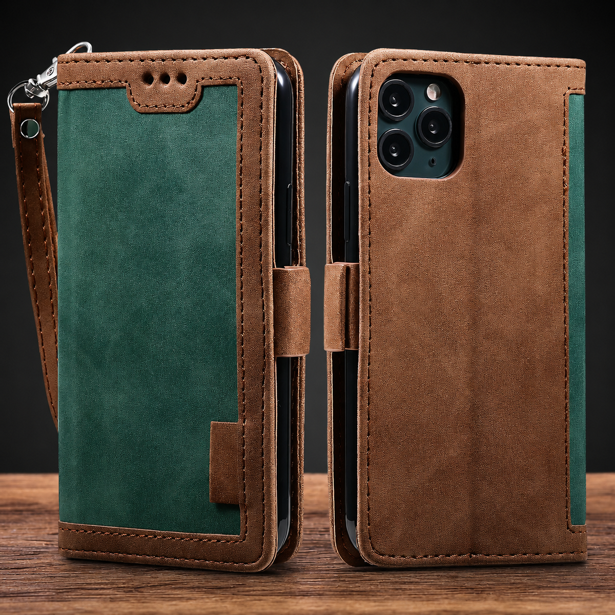 Premium iPhone Case Leather Wallet Flip Cover Card Slots Magnetic Closure Full Body Protection