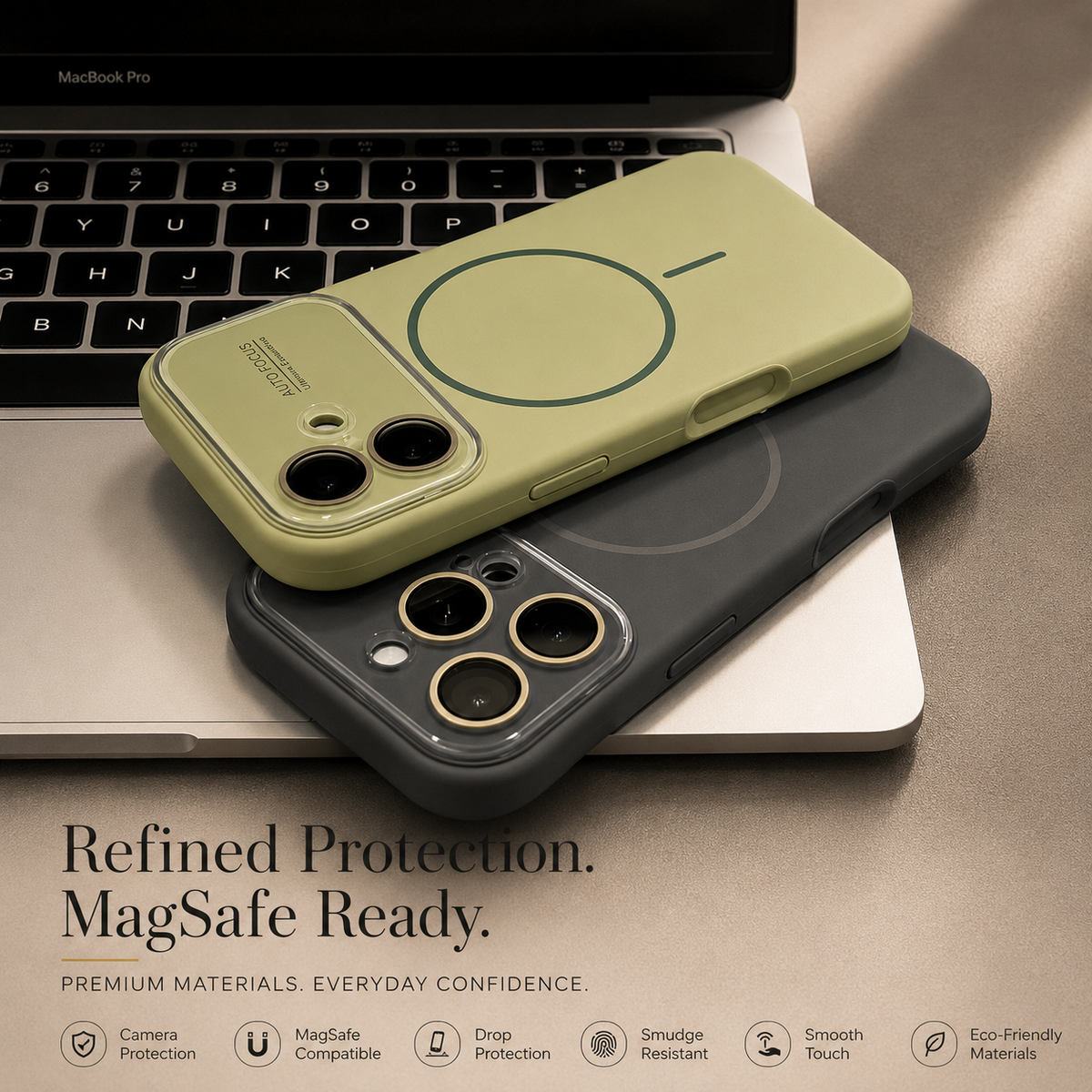 Premium iPhone Case Liquid Silicone MagSafe Cover Shockproof Soft Touch Acrylic Lens Protection Half Wrapped Protective Case