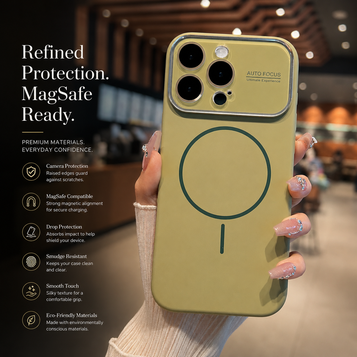 Premium iPhone Case Liquid Silicone MagSafe Cover Shockproof Soft Touch Acrylic Lens Protection Half Wrapped Protective Case