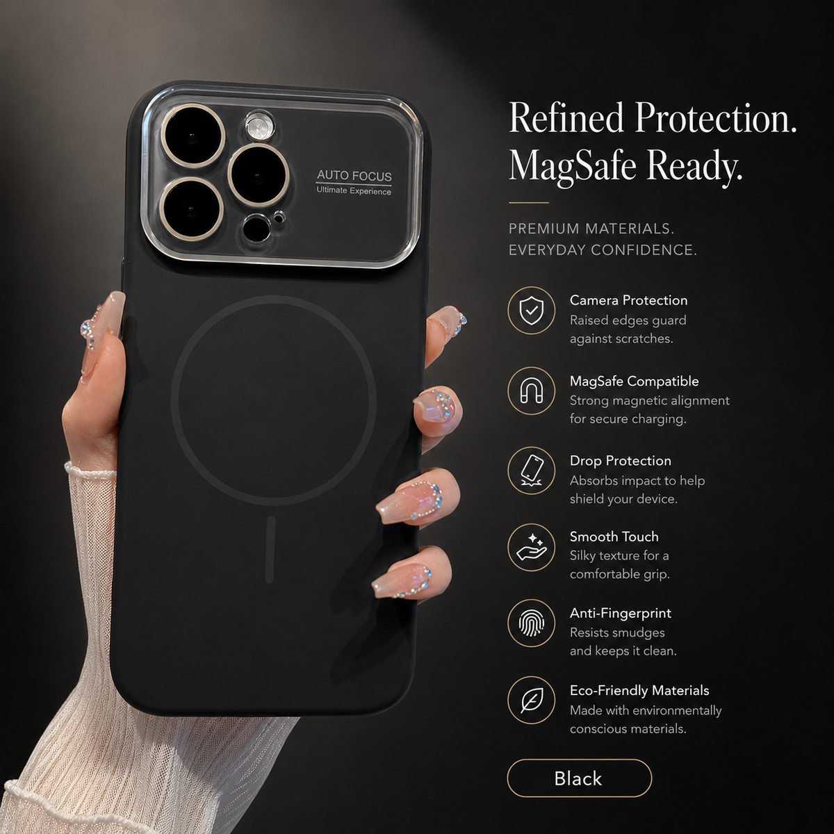 Premium iPhone Case Liquid Silicone MagSafe Cover Shockproof Soft Touch Acrylic Lens Protection Half Wrapped Protective Case