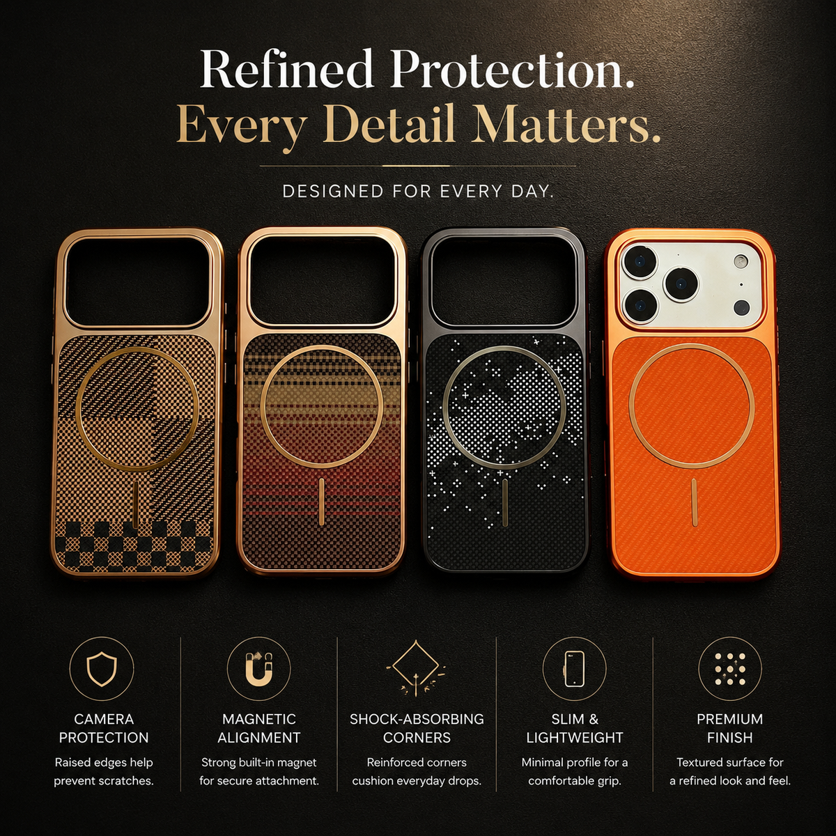 Premium iPhone Case MagSafe Carbon Fiber Cover Electroplated Shockproof Scratch Resistant Lightweight Wireless Charging Protective Full Coverage