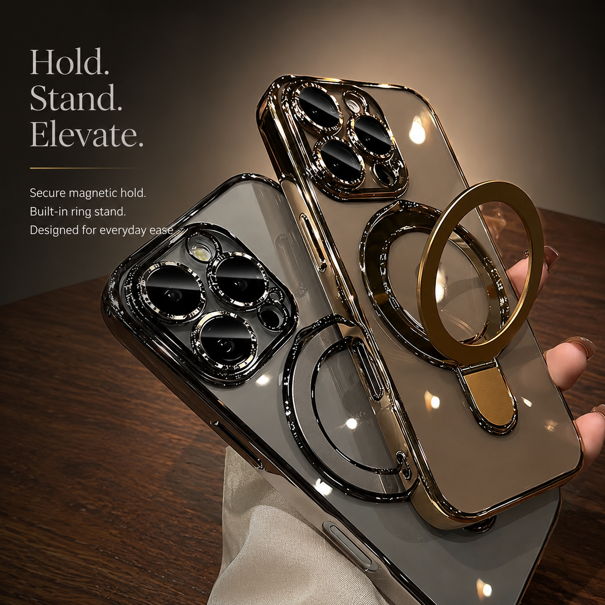 Premium iPhone Case MagSafe Clear Acrylic Cover Magnetic Stand Holder Shockproof Anti Fingerprint Lens Protection