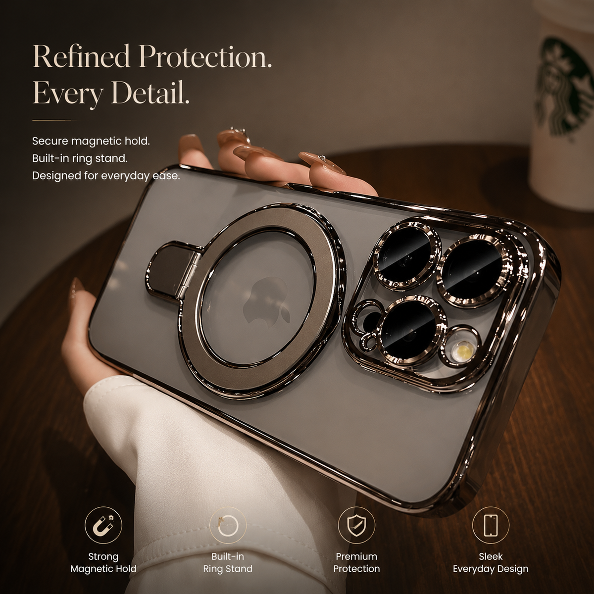 Premium iPhone Case MagSafe Clear Acrylic Cover Magnetic Stand Holder Shockproof Anti Fingerprint Lens Protection