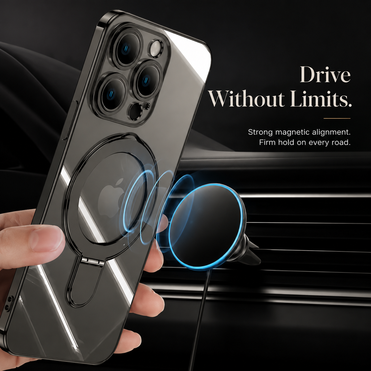 Premium iPhone Case MagSafe Clear Acrylic Cover Magnetic Stand Holder Shockproof Anti Fingerprint Lens Protection