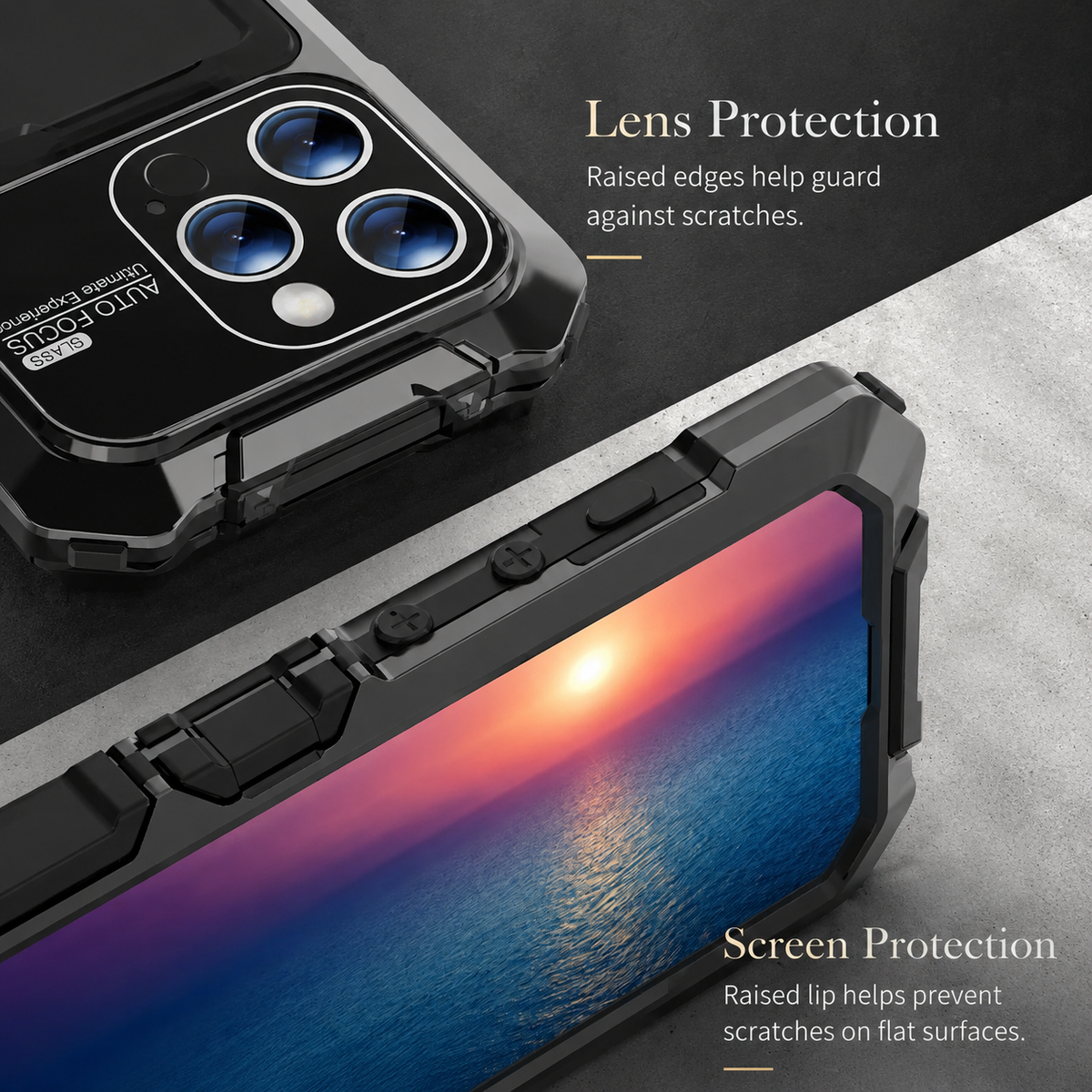 Premium iPhone Case MagSafe Compatible 360 Metal Lock Cover Dual Tempered Glass Full Body Protection