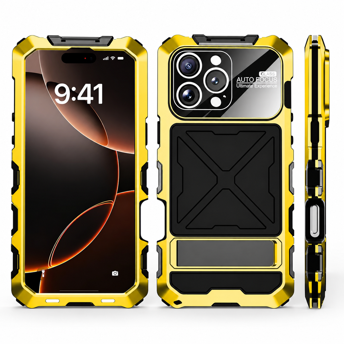 Premium iPhone Case MagSafe Compatible 360 Metal Lock Cover Dual Tempered Glass Full Body Protection