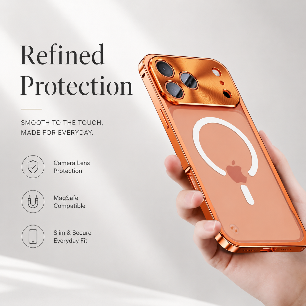Premium iPhone Case MagSafe Compatible Aluminum Alloy Bumper Cover Matte Transparent Back Shockproof Camera Lens Protection