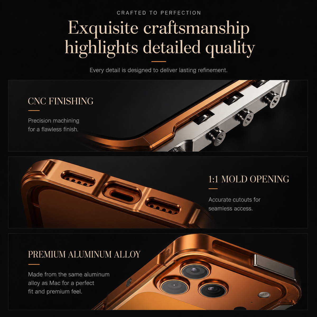Premium iPhone Case MagSafe Compatible Aluminum Alloy Bumper Cover Shockproof Heat Dissipation Camera Lens Protection