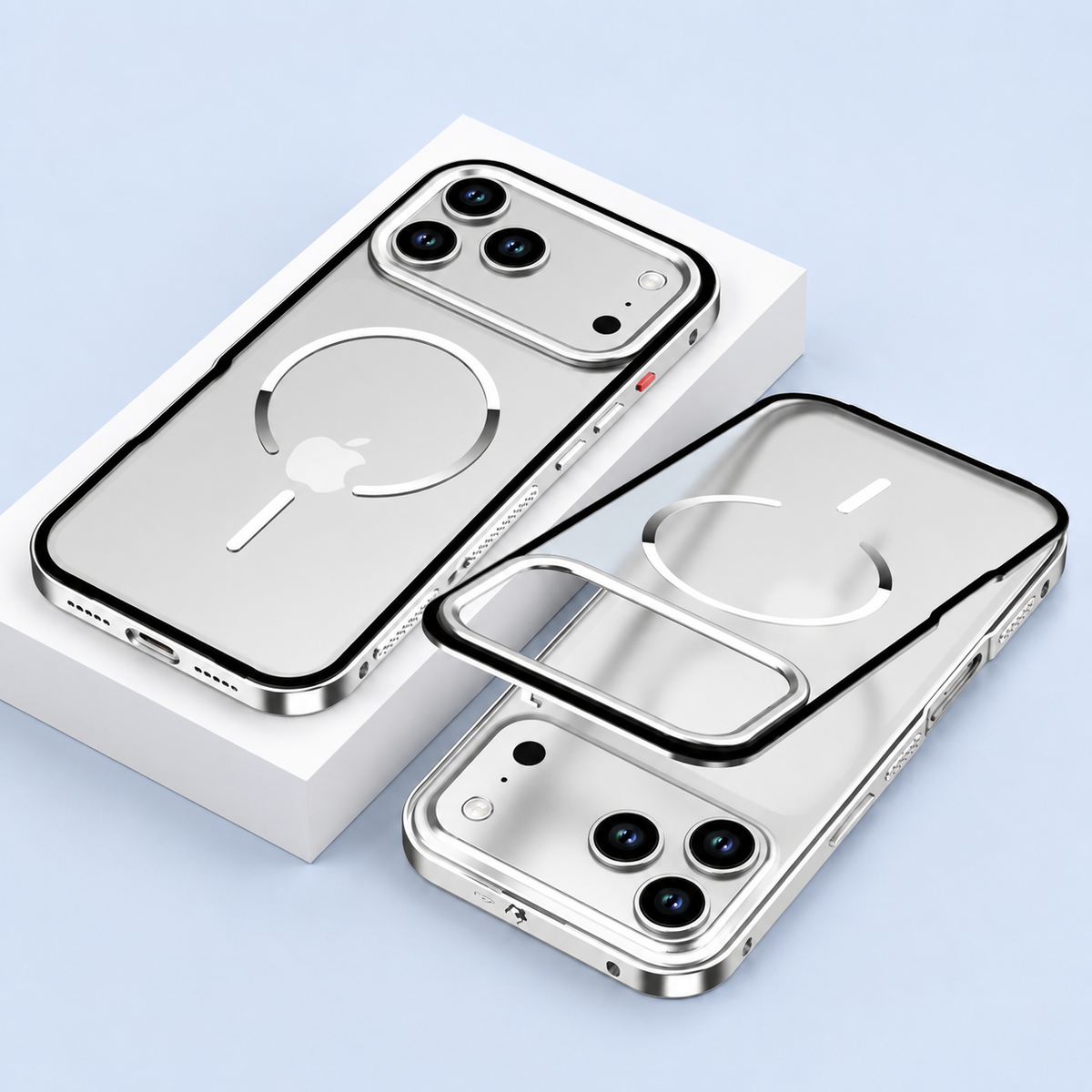 Premium iPhone Case MagSafe Compatible Aluminum Alloy Frame Cover Frosted Matte Camera Lens Protection Slim Protective Design