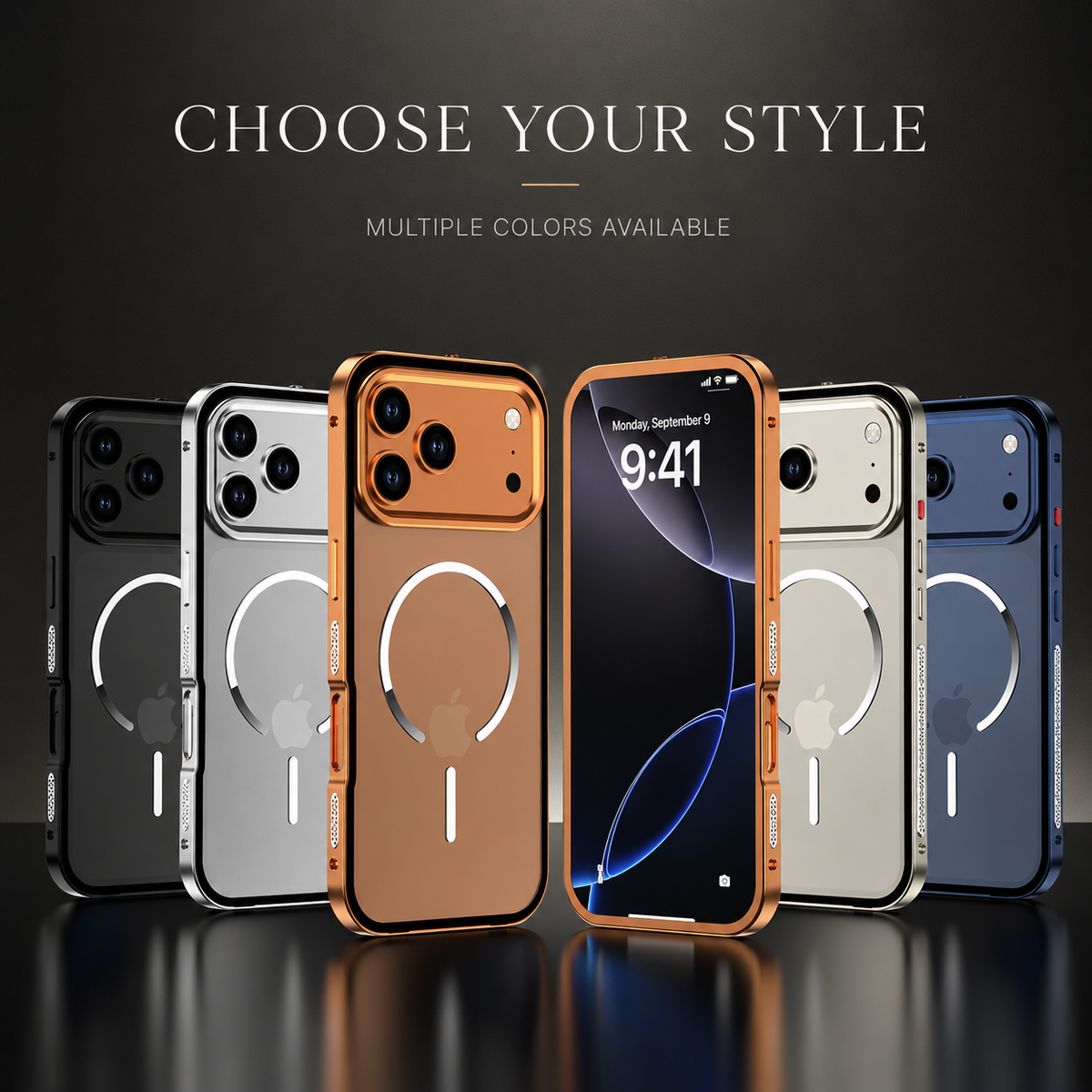 Premium iPhone Case MagSafe Compatible Aluminum Alloy Frame Cover Frosted Matte Camera Lens Protection Slim Protective Design