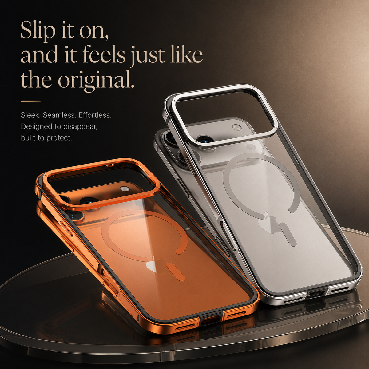 Premium iPhone Case MagSafe Compatible Aluminum Alloy Frame Cover Transparent Back Shockproof Camera Lens Protection