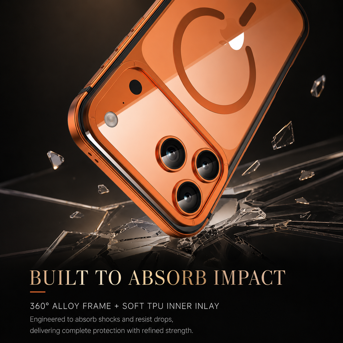 Premium iPhone Case MagSafe Compatible Aluminum Alloy Frame Cover Transparent Back Shockproof Camera Lens Protection