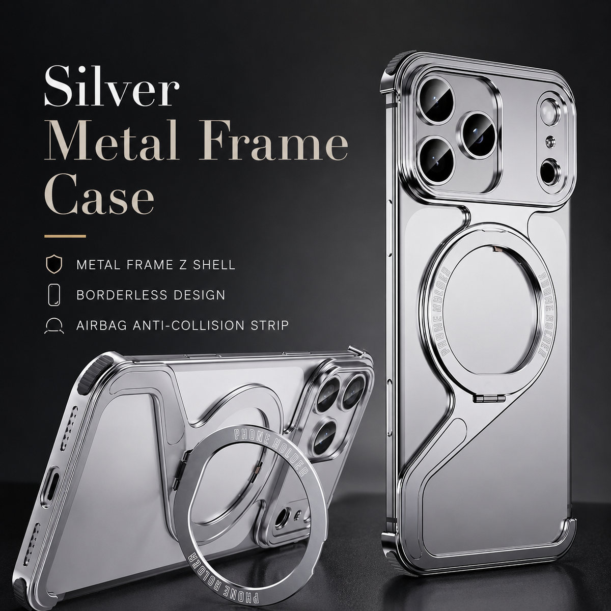 Premium iPhone Case MagSafe Compatible Aluminum Alloy Frameless Cover Shockproof Protection